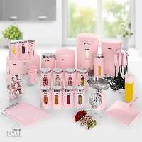 سرویس آشپزخانه گرد 37 پارچه رنگ صورتی پاستیلی لیمون