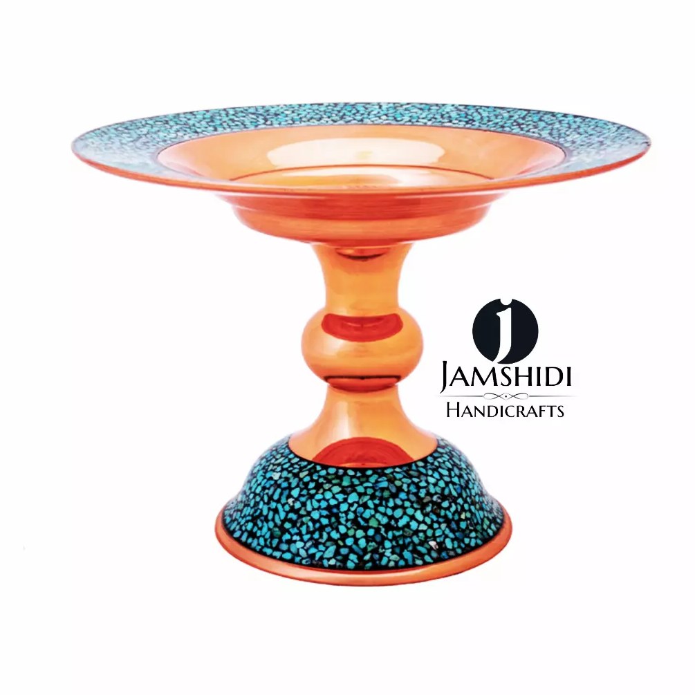 شیرینی خوری فیروزه ارتفاع 21 سانت دارای روکش پلی استر کد 113