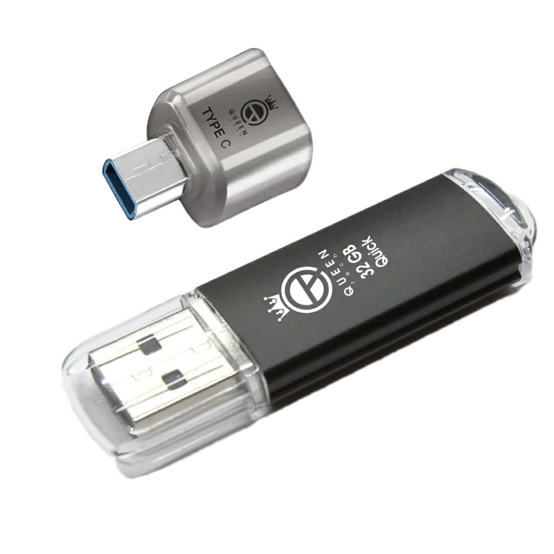 فلش مموری کوئین تک مدل QUICK C-PLUS ظرفیت 32 گیگابایت به همراه مبدل type-C | کالا مکس