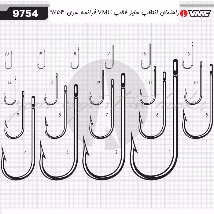 قلاب ماهیگیری وی ام سی کد 9754 سایز PS 13 بسته 10 عددی