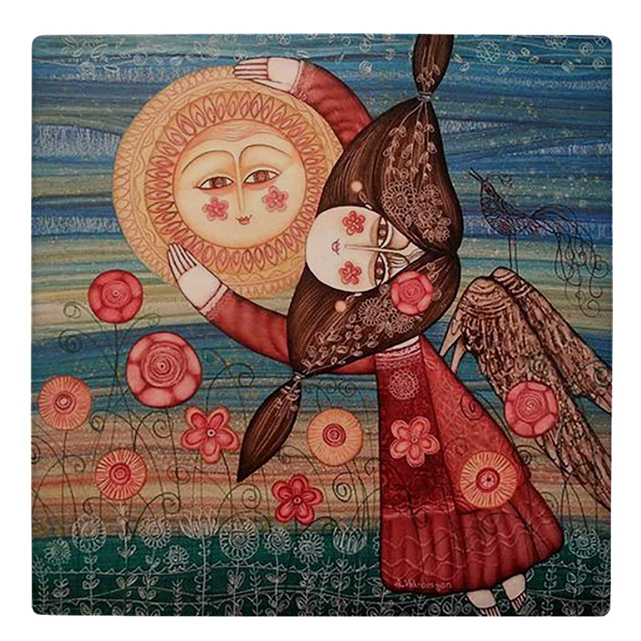  کاشی کارنیلا طرح دختر و خورشید کد wk277