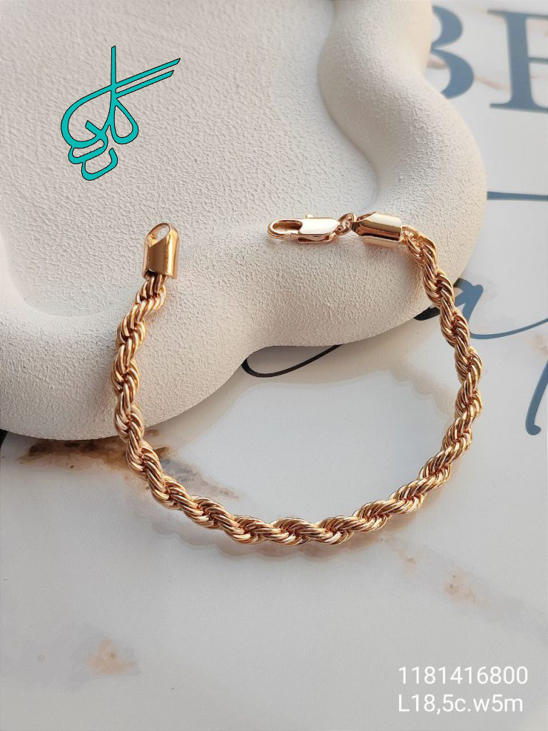 خرید دستبند جدید مدل طنابی مارک ژوپینگ طلایی رنگ ثابت ضد حساسیت و با کیفیت کد 1216675 - ردگل