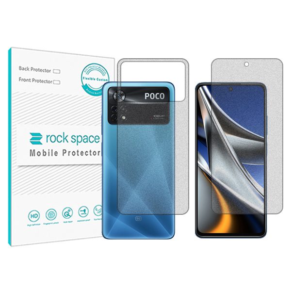 گلس صفحه نمایش و پشت گوشی شیائومی نسخه Poco X4 Pro 5G مدل نانو هیدروژل مات برند راک اسپیس کدSS