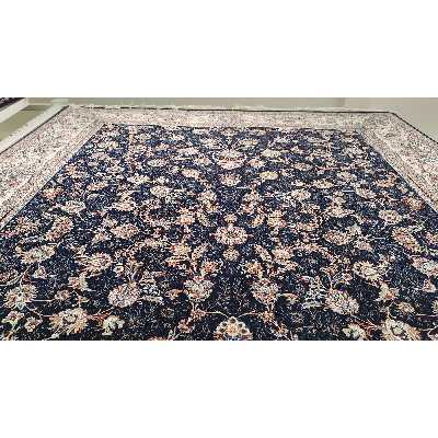 فرش زمرد مشهد طرح افشان زمینه سورمه ای