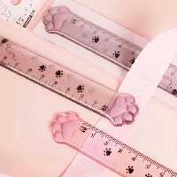 خط کش فانتزی شاین 15 cm طرح پنجه دو رنگ صورتی و مشکی خطکش 15 cm پنجه ای صورتی مشکی اکلیلی لوازم تحریر پنجه ای