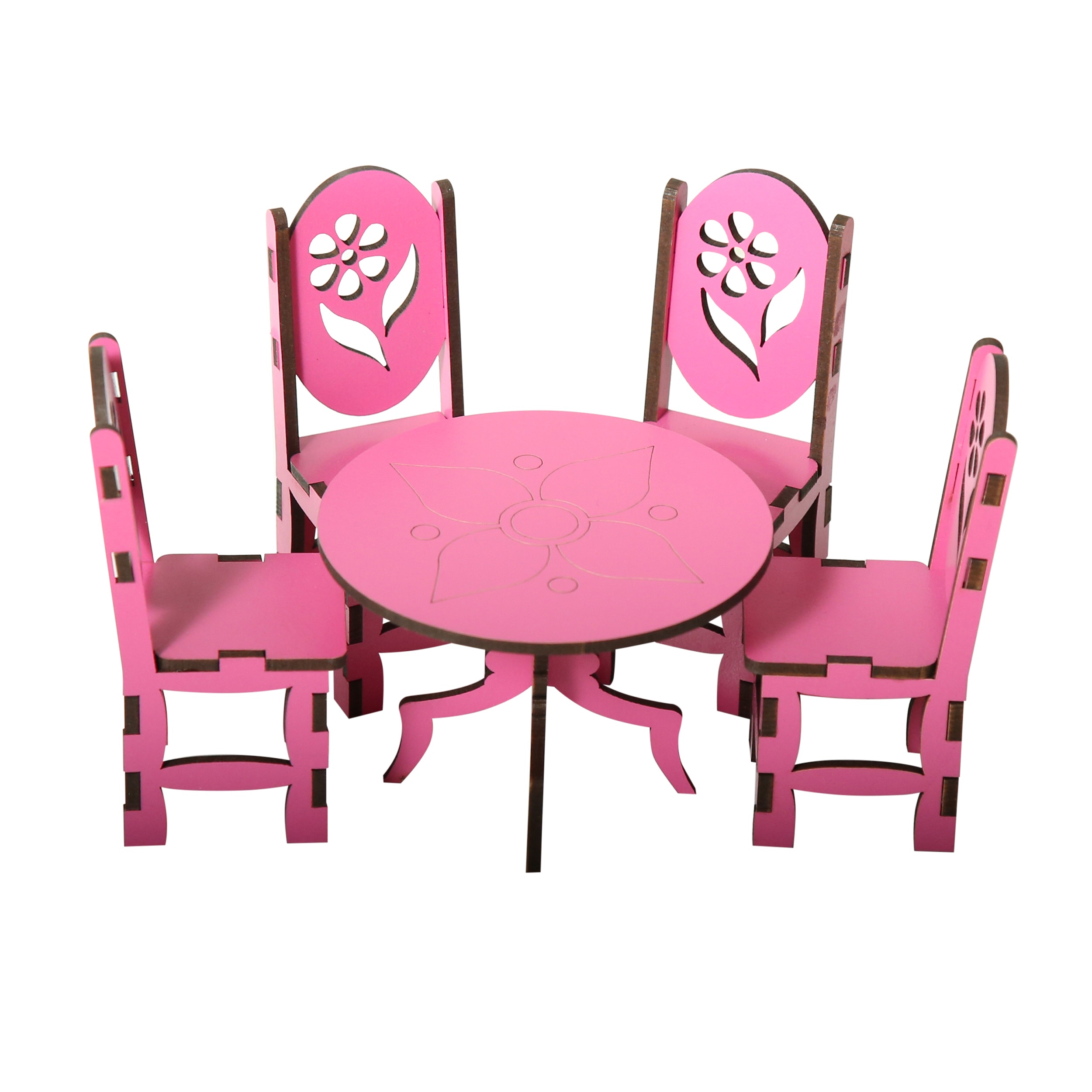 ماکت دکوری چوب آرا طرح میز و صندلی ناهار خوری مدل A5 مجموعه 5 عددی