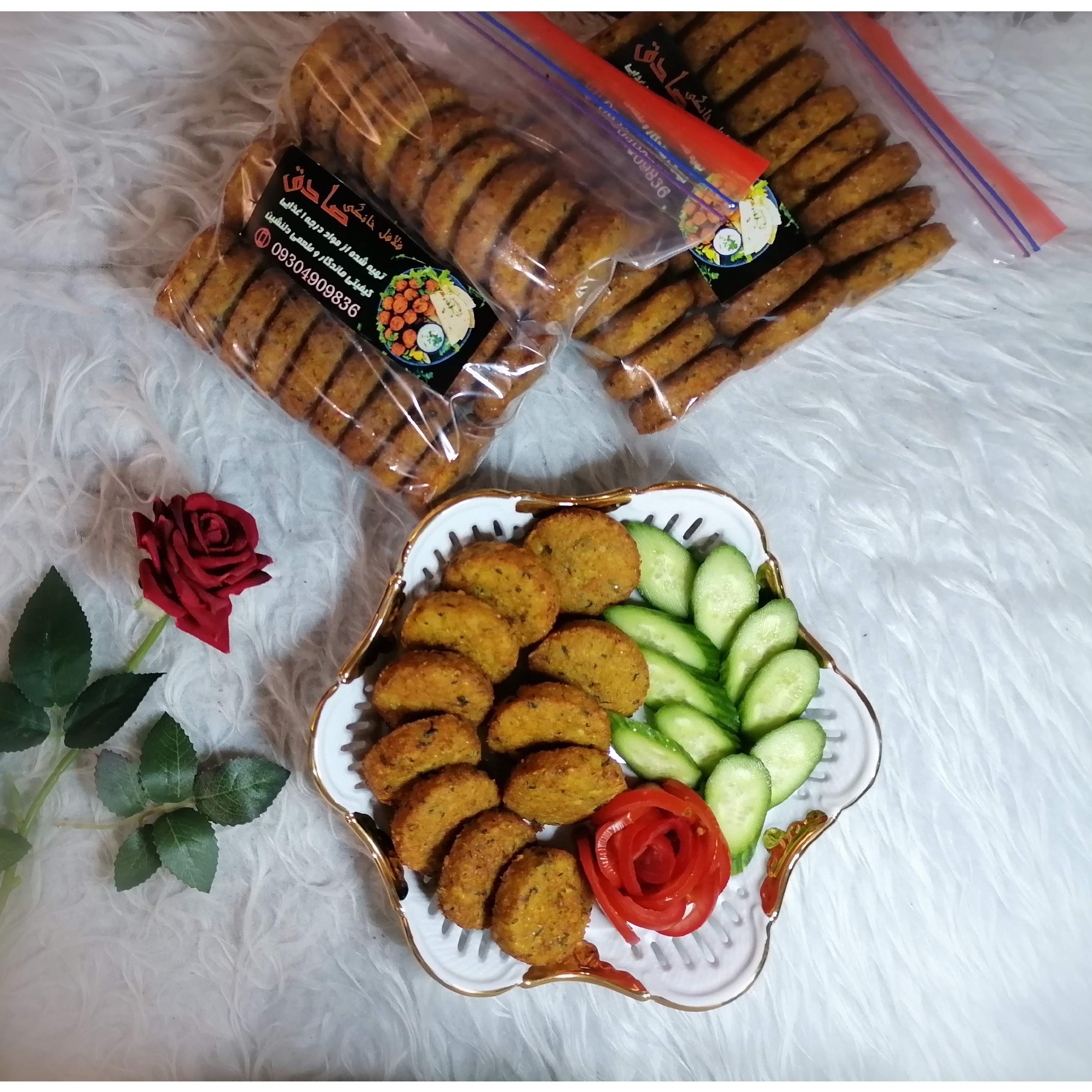 فلافل خانگی آماده طبخ و گرم بسته نیم کیلویی(27 عددی)