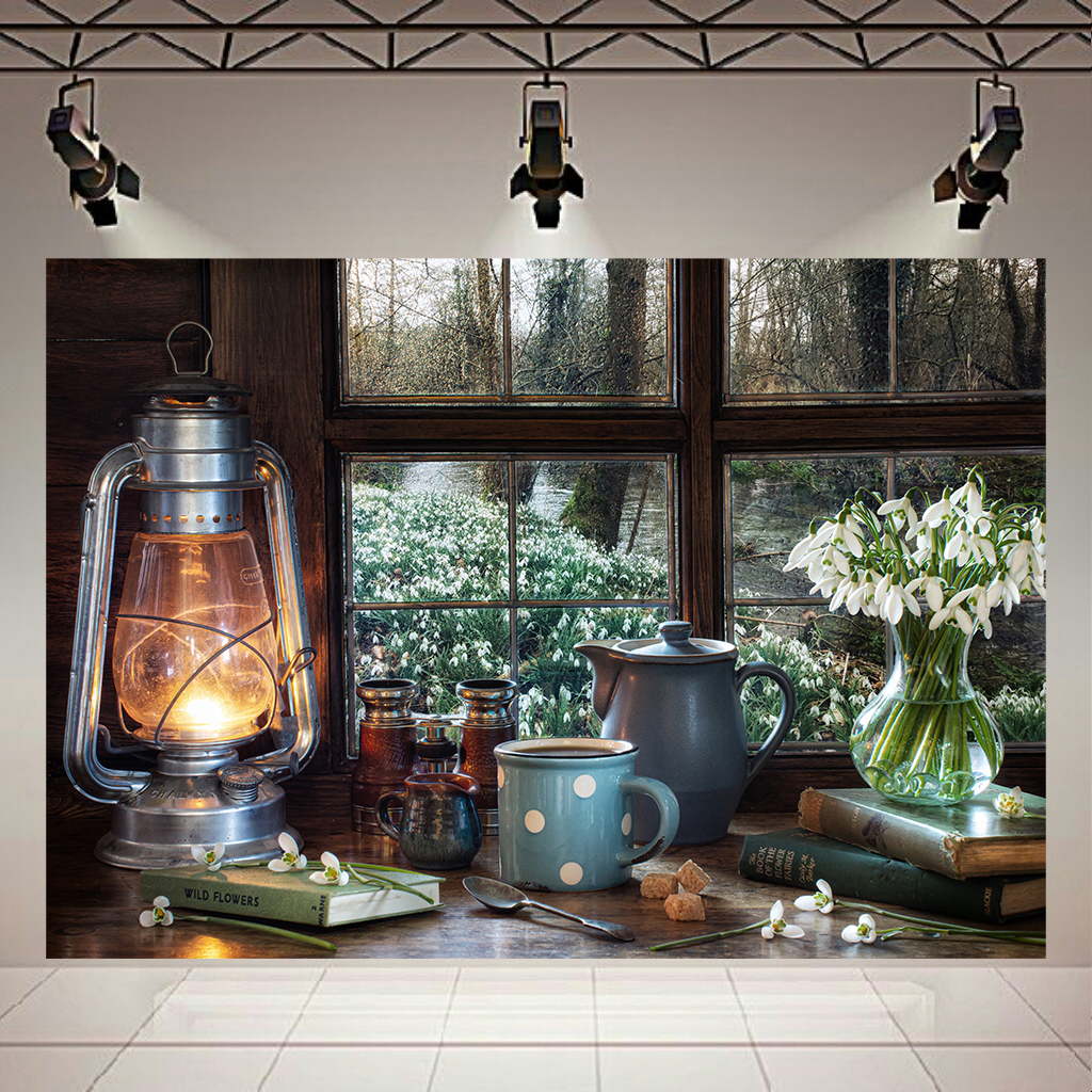 تابلو بوم طرح کلاسیک مدل گل و فانوس قدیمی کد AR2223