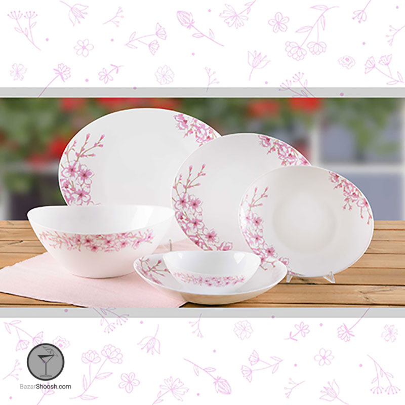 سرویس غذاخوری 28 پارچه بیضی گل الین 247 پارس اپال