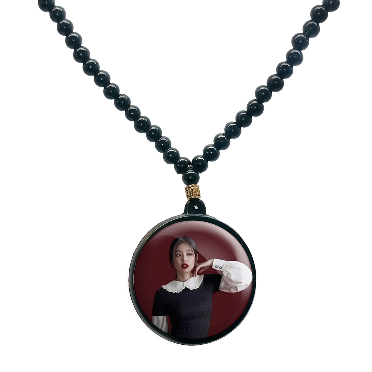 گردنبند پرمانه طرح بلک پینک کد pmd.2498 مدل دو طرفه