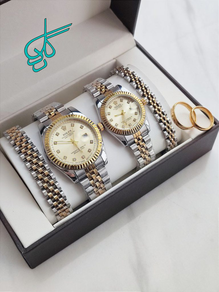 خرید ست رولکس زنانه و مردانه شامل ساعت و دستبند و انگشتر رنگ ثابت کد 1815635 - ردگل