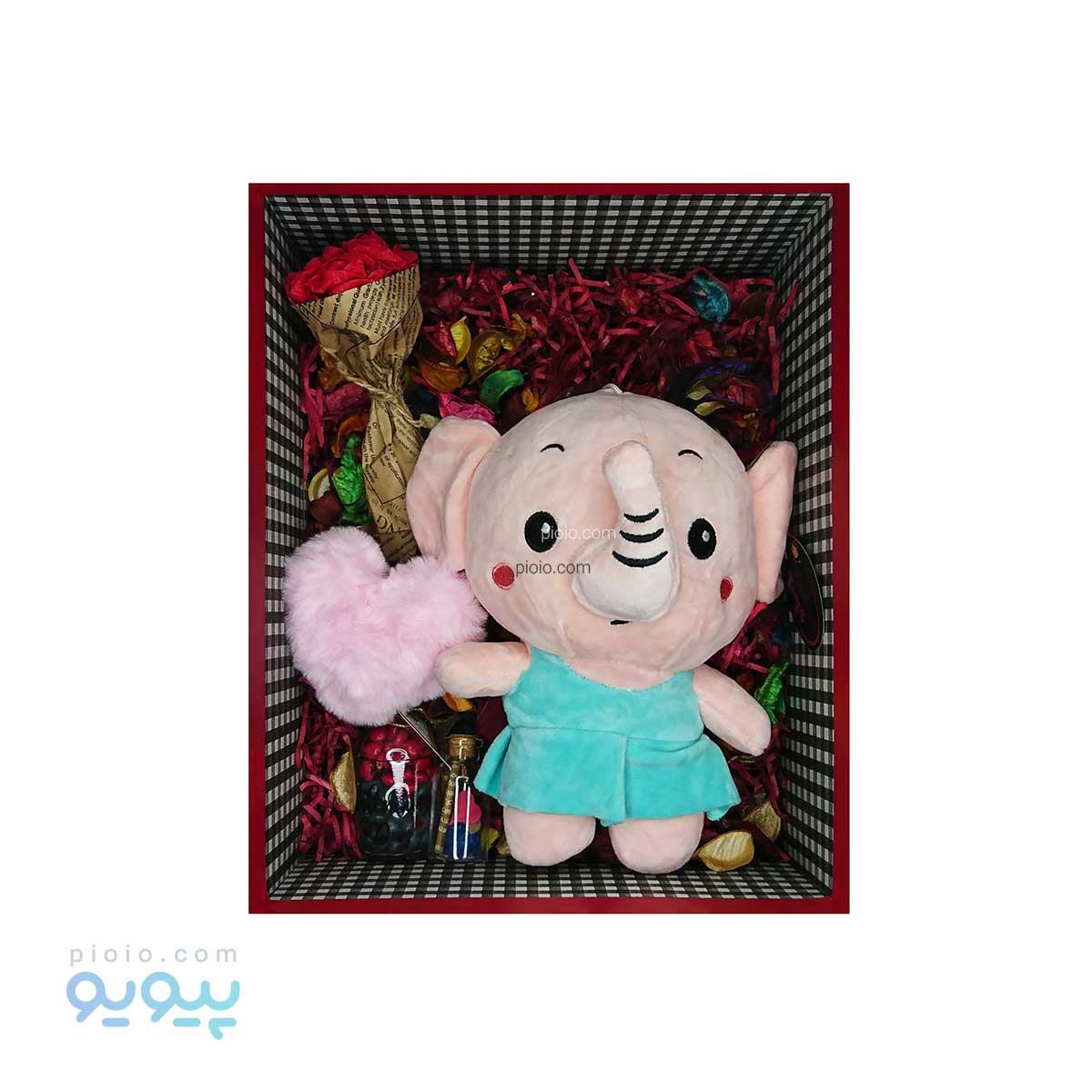 باکس ولنتاین با عروسک فیل صورتی