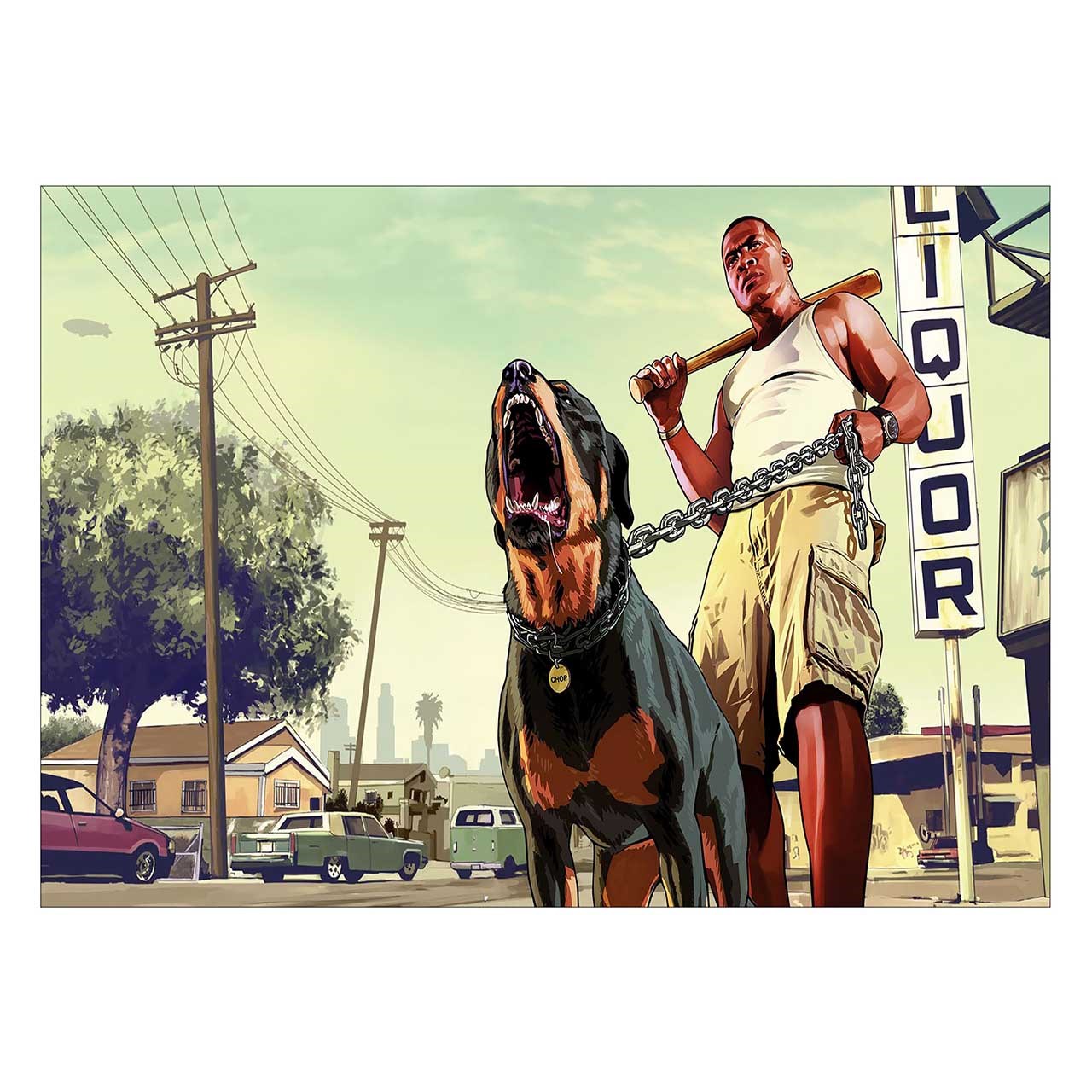 تابلو شاسی ونسونی طرح GTA V The Dog Bark سایز 50 × 70