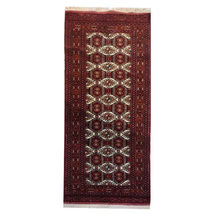 فرش دستباف کناره طول سه متر طرح ترکمن مدل AA