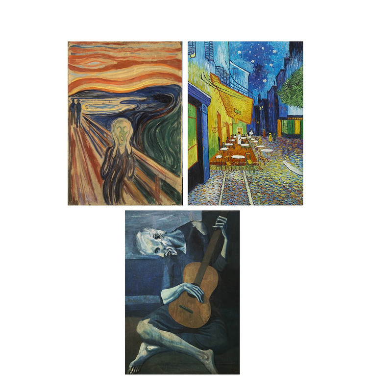 تابلو شاسی چاپ سی طرح معروف ترین نقاشی های جهان کد FA136 مجموعه 3 عددی