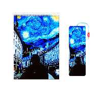 دفتر شطرنجی 100 برگ سهیلا جایروندی طرح ونگوگ به همراه نشانگر چوبی | چاوه