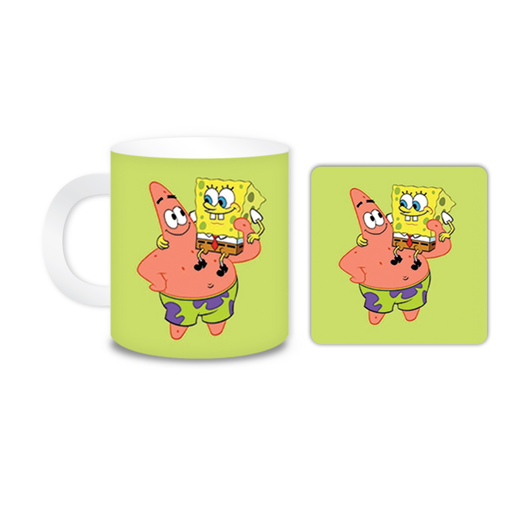 ماگ مدل باب اسفنجی کد 233 به همراه زیر لیوانی