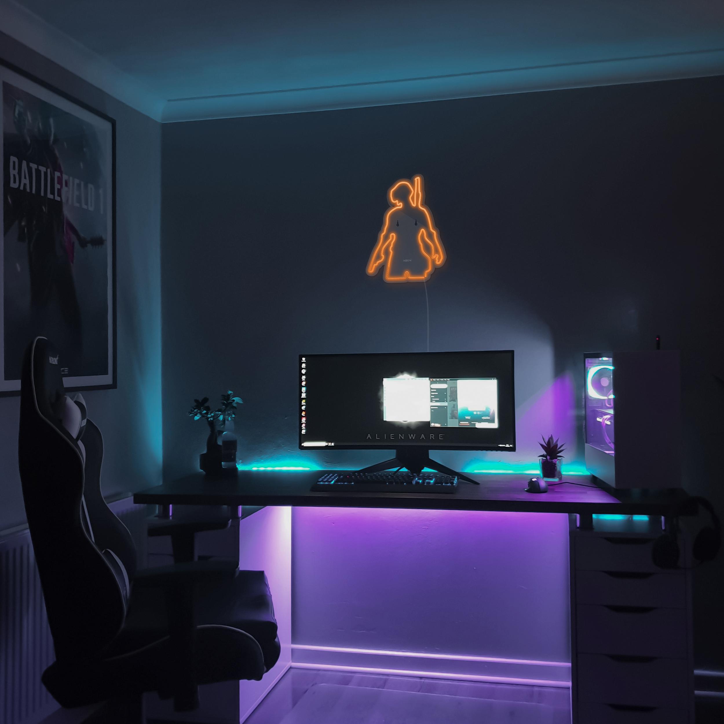 چراغ دیواری نئون دیزاین طرح Pubg_ORG