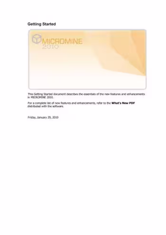 خرید و دانلود نسخه کامل کتاب Micromine. Getting started. Micromine 2010