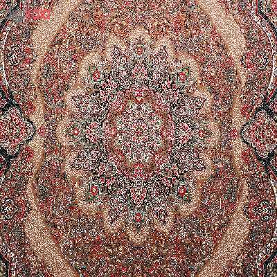 فرش ماشینی زمرد مشهد مدل ریز گل کرمان زمینه گردویی