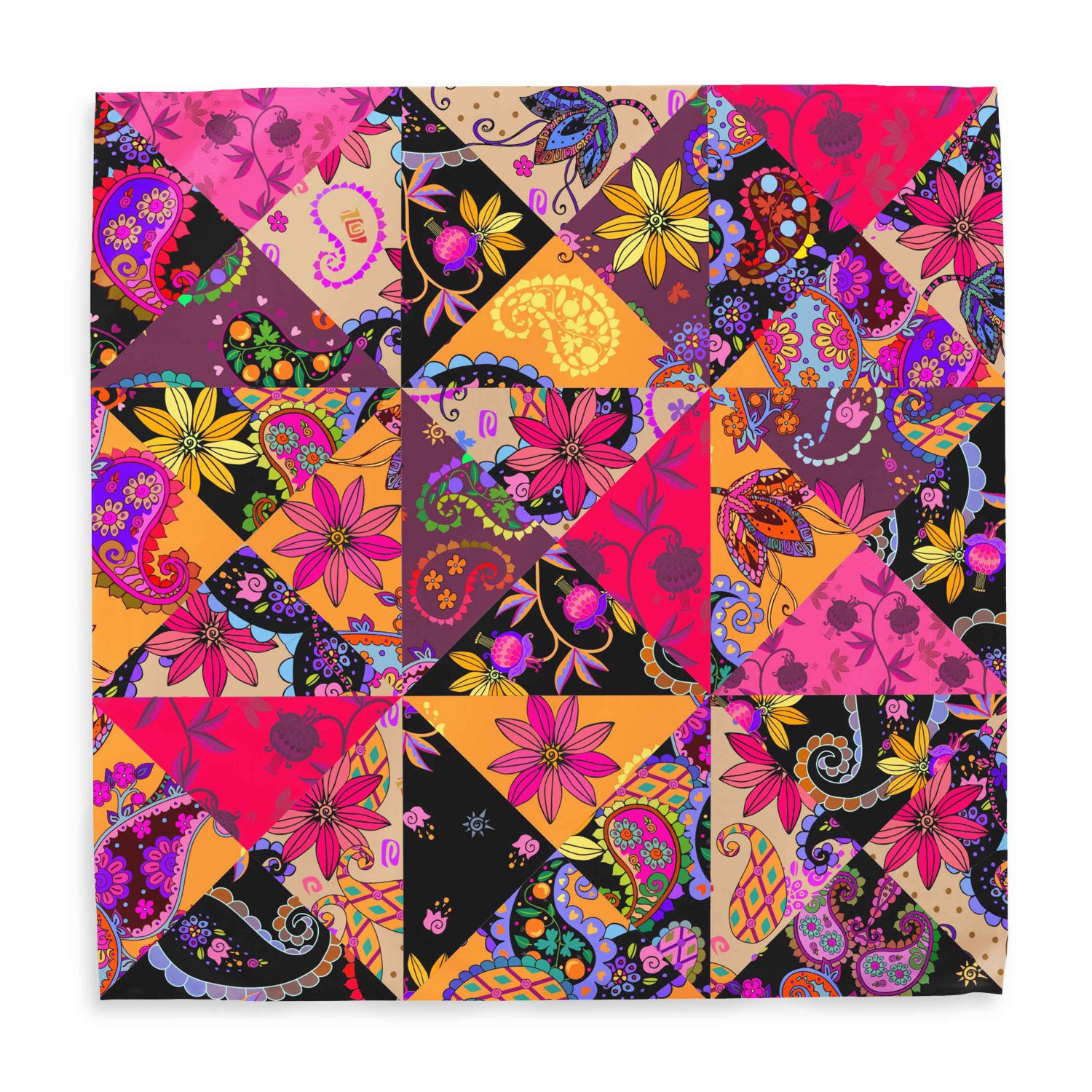 دستمال سر و گردن هاماگراف مدل گل های رنگارنگ