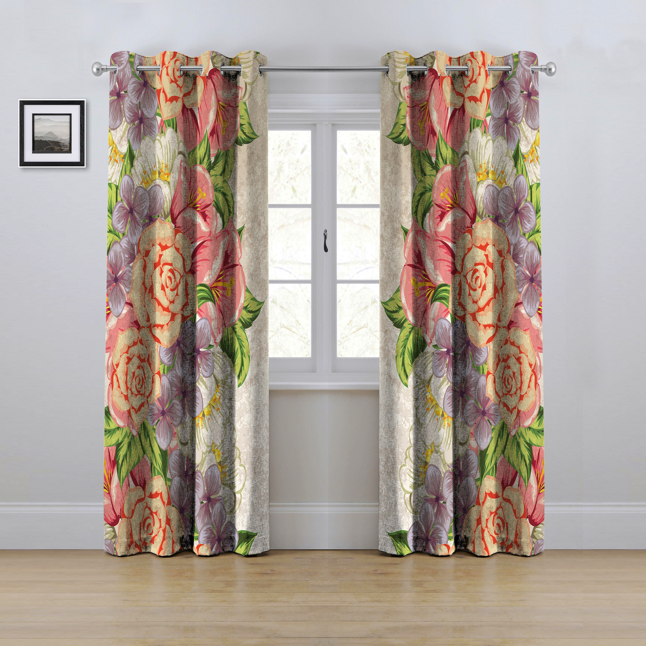 پرده مدل پانچی طرح گل سه بعدی سایز 280x145 سانتی متر