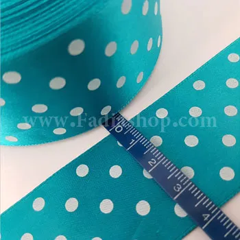 روبان 40 خالدار سبز آبی کمرنگ 25