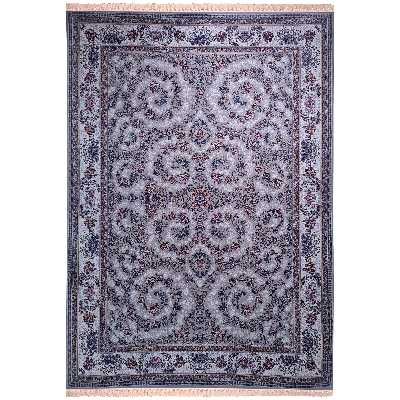  فرش ماشینی زمرد مشهد مدل گل آذین زمینه طوسی