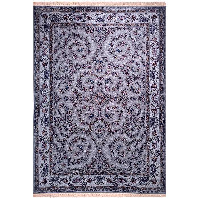  فرش ماشینی زمرد مشهد مدل گل آذین زمینه طوسی