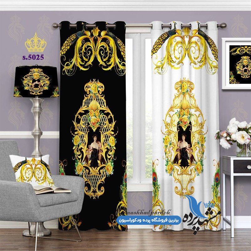 پرده پانچ پذیرایی طرح قاب گل کد s-5025