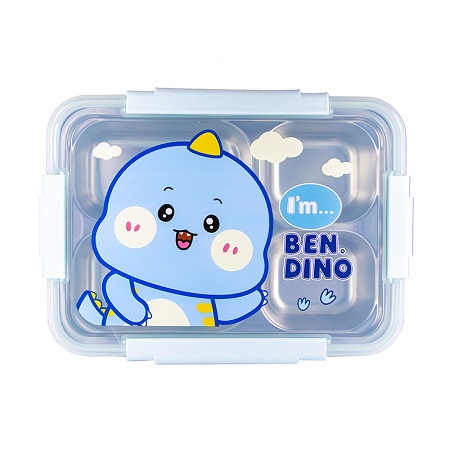 لانچ باکس استیل کودک 4 خانه فانتزی طرح حیوانات