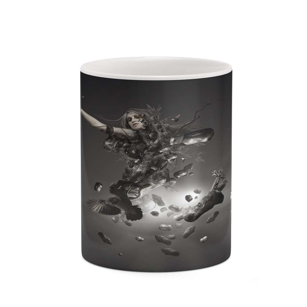 ماگ کاکتی طرح زمینه مشکی فانتزی مدل mgh19185