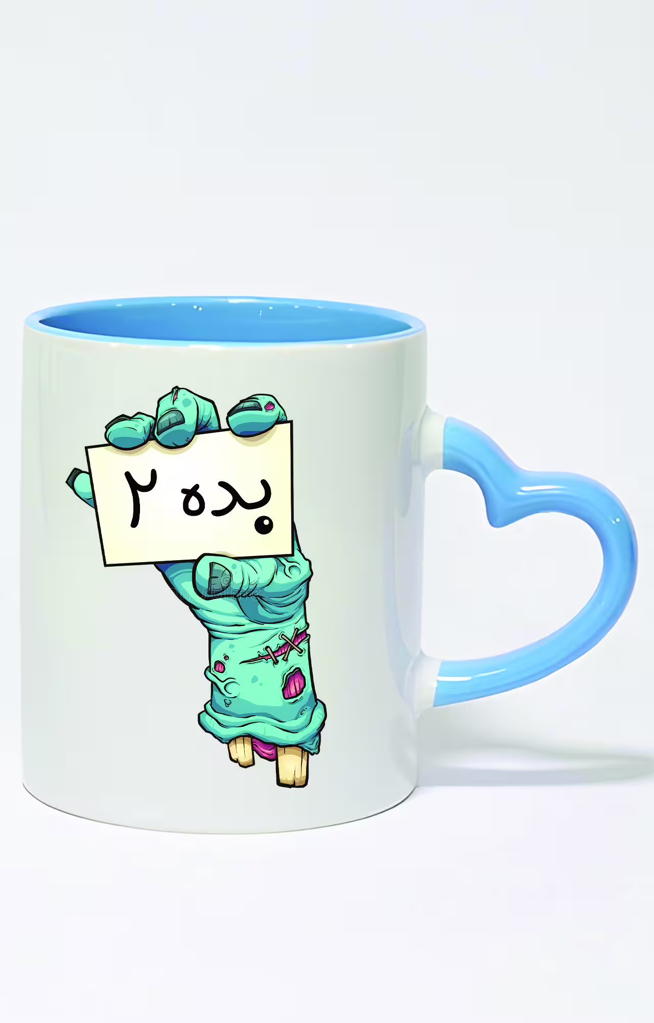 ماگ دسته قلبی رنگی طرح زامبی بده 2 کد 3345