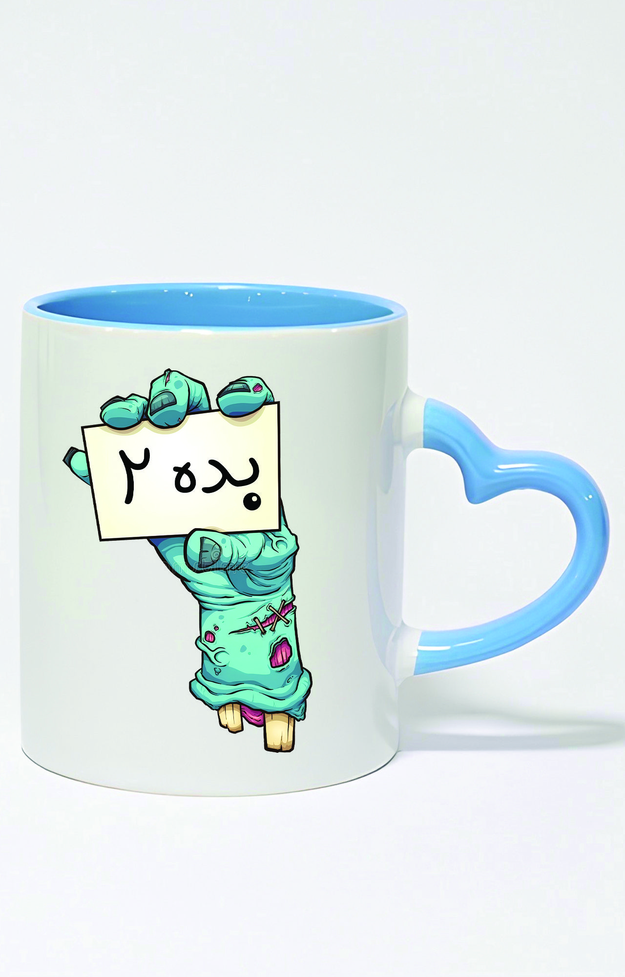 ماگ دسته قلبی رنگی طرح زامبی بده 2 کد 3345