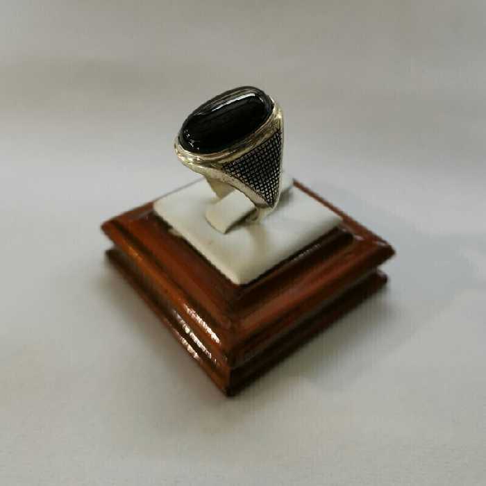 15-انگشتر نقره عقیق مشکی کد 5-w11