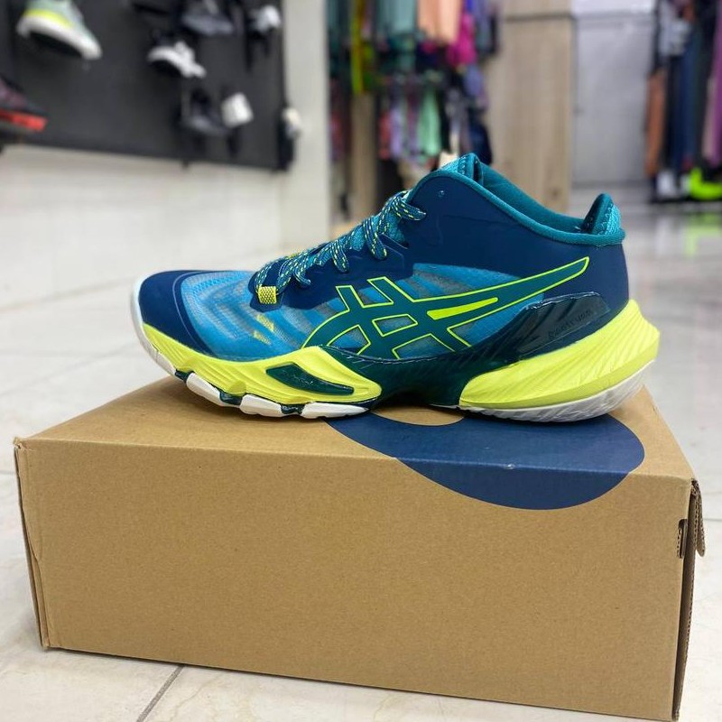 کتونی و کفش والیبال هندبال بسکتبال اسیکس توکیو متارایز کوالیتی در حد اورجینال ویتنام Asics Metarise رنگ سبز آبی