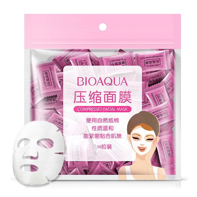 قرص ماسک ورقه ای صورت بایو آکوا مدل F01 بسته 50 عددی