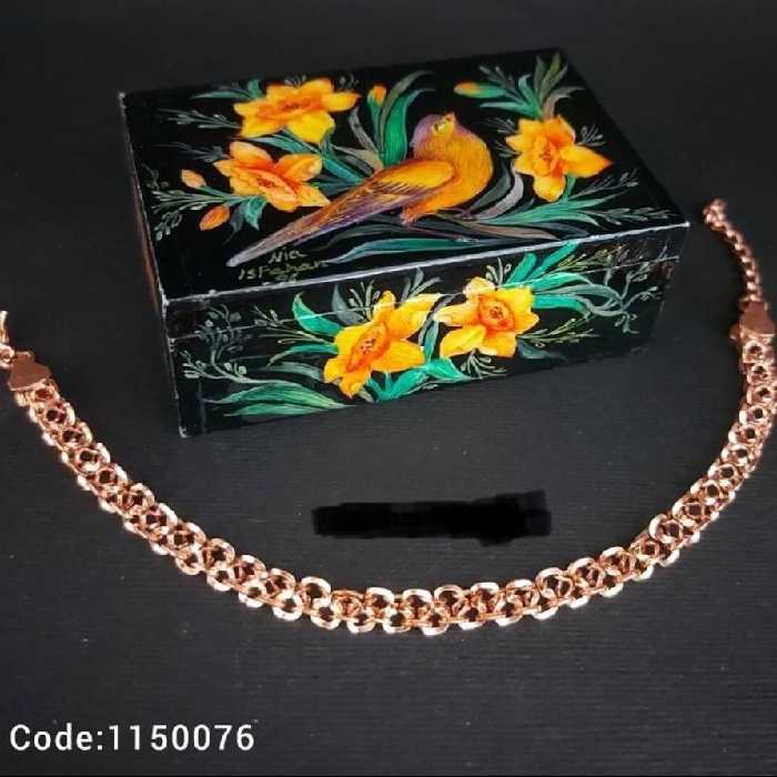 دستبند مس زنجیری بافت زنبوری باریک