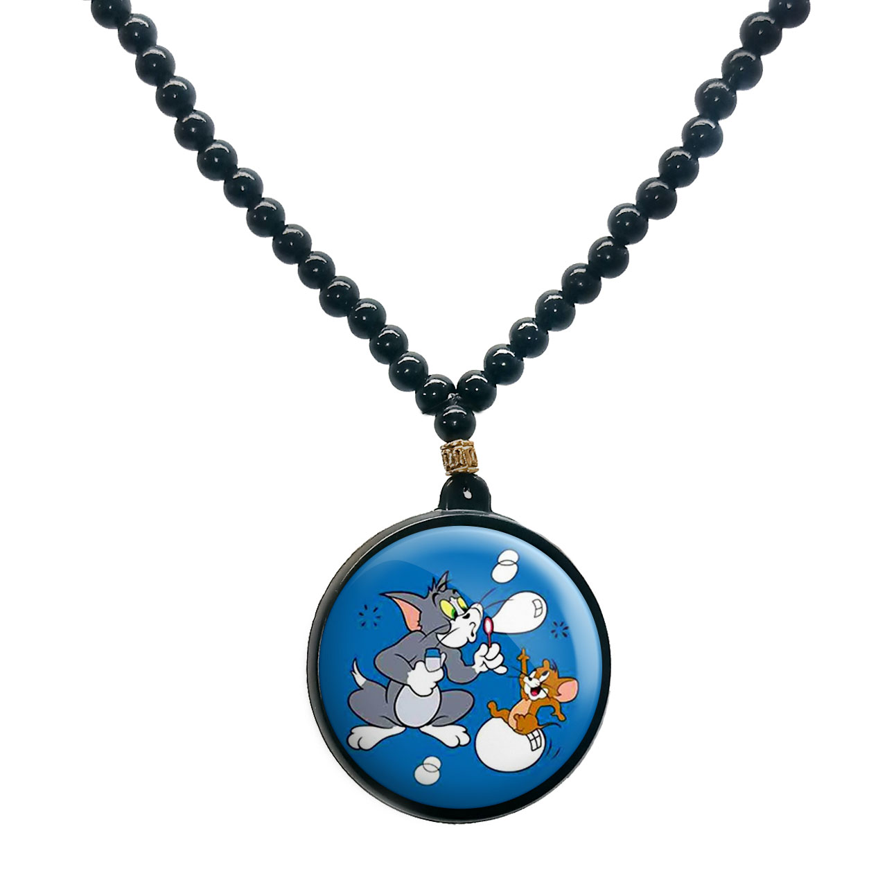 گردنبند پرمانه طرح تام و جری کد pmd.10793 مدل دو طرفه