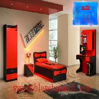 سرویس خواب جوان و نوجوان کد 14 شامل تخت/ پاتختی/ کمد/میزتحریر