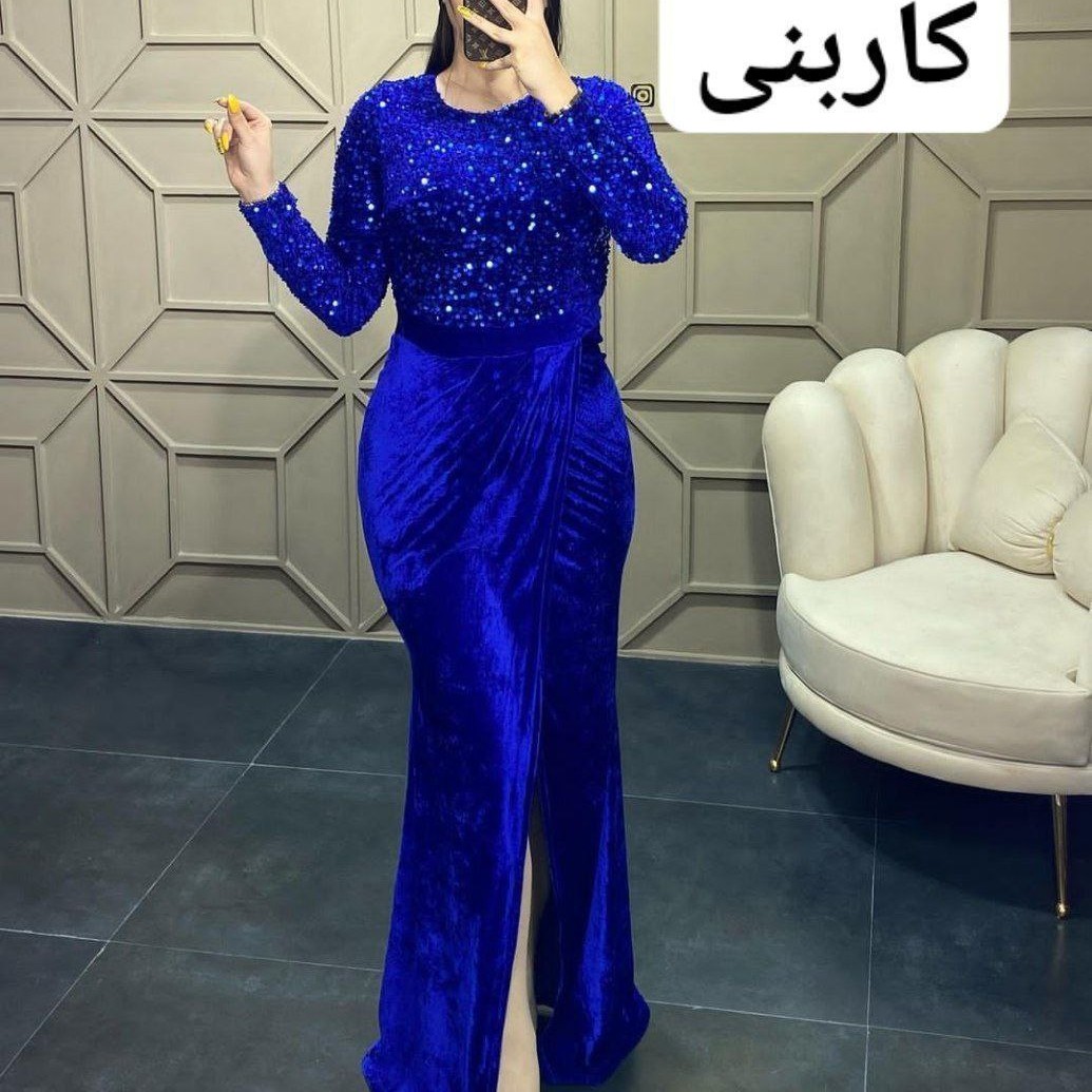 ماکسی مجلسی شیک مخمل و مخمل پولکی لباس مهمانی وبلند پوشیده بخاطر تک سایز شدن حراج شد فقط سایز38تا40موجوده