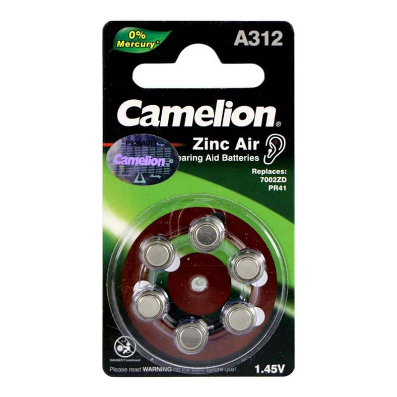 باتری سمعکی کملیون مدل A312 بسته 6 عددی