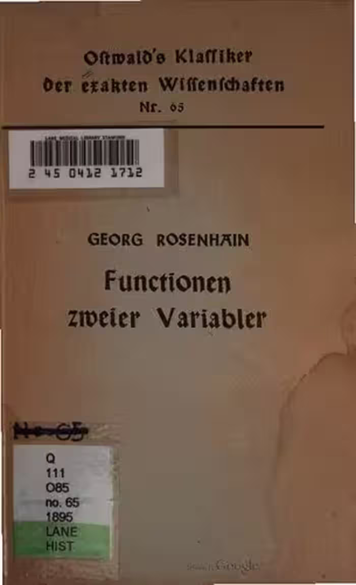 خرید و دانلود نسخه کامل کتاب Abhandlung über die Funktionen zweier Variabler (1851)