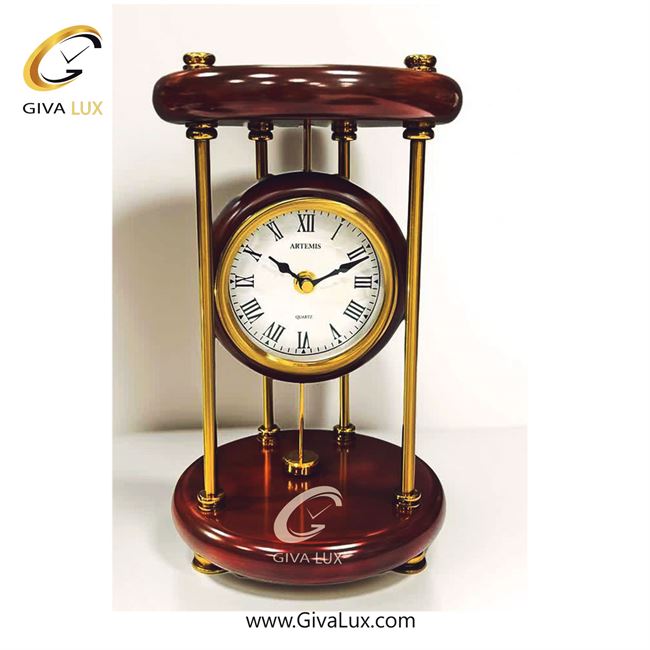 ساعت رومیزی اورجینال آرتمیس آلیاژ فلزی طلایی-قهوه ای| کد رفرنس 104104، مدل: 1025Brown Light