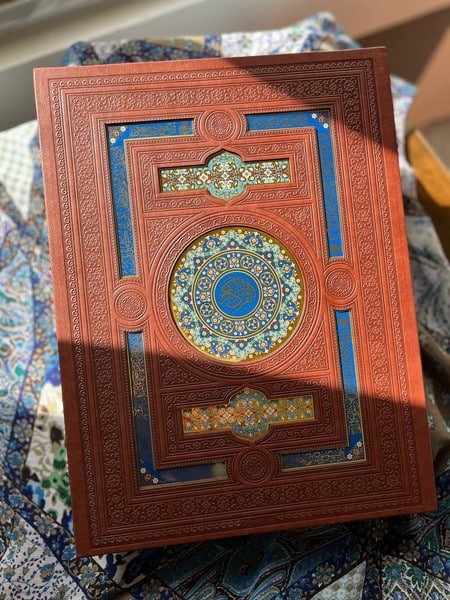 قرآن رحلی بدون ترجمه گلاسه لب طلا ترمو 2 تیکه آیینه دار - کتاب‌فروشی کوچه کتاب