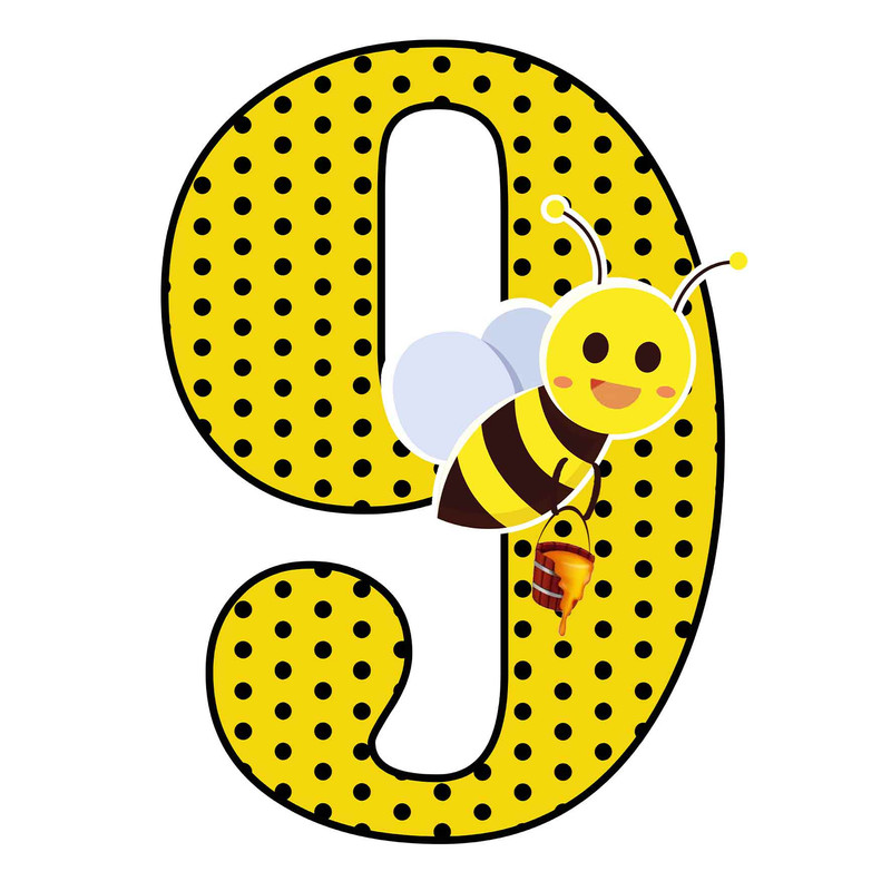 استند رومیزی تولد مدل عدد 9 طرح زنبور کد 1152