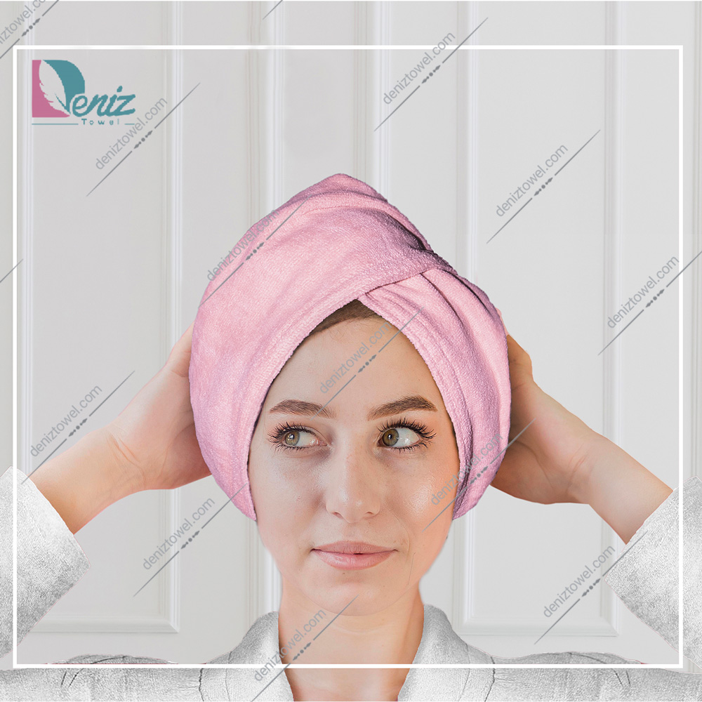حوله سر طرح ساده مدل کلاه پیچ رنگ صورتی روشن