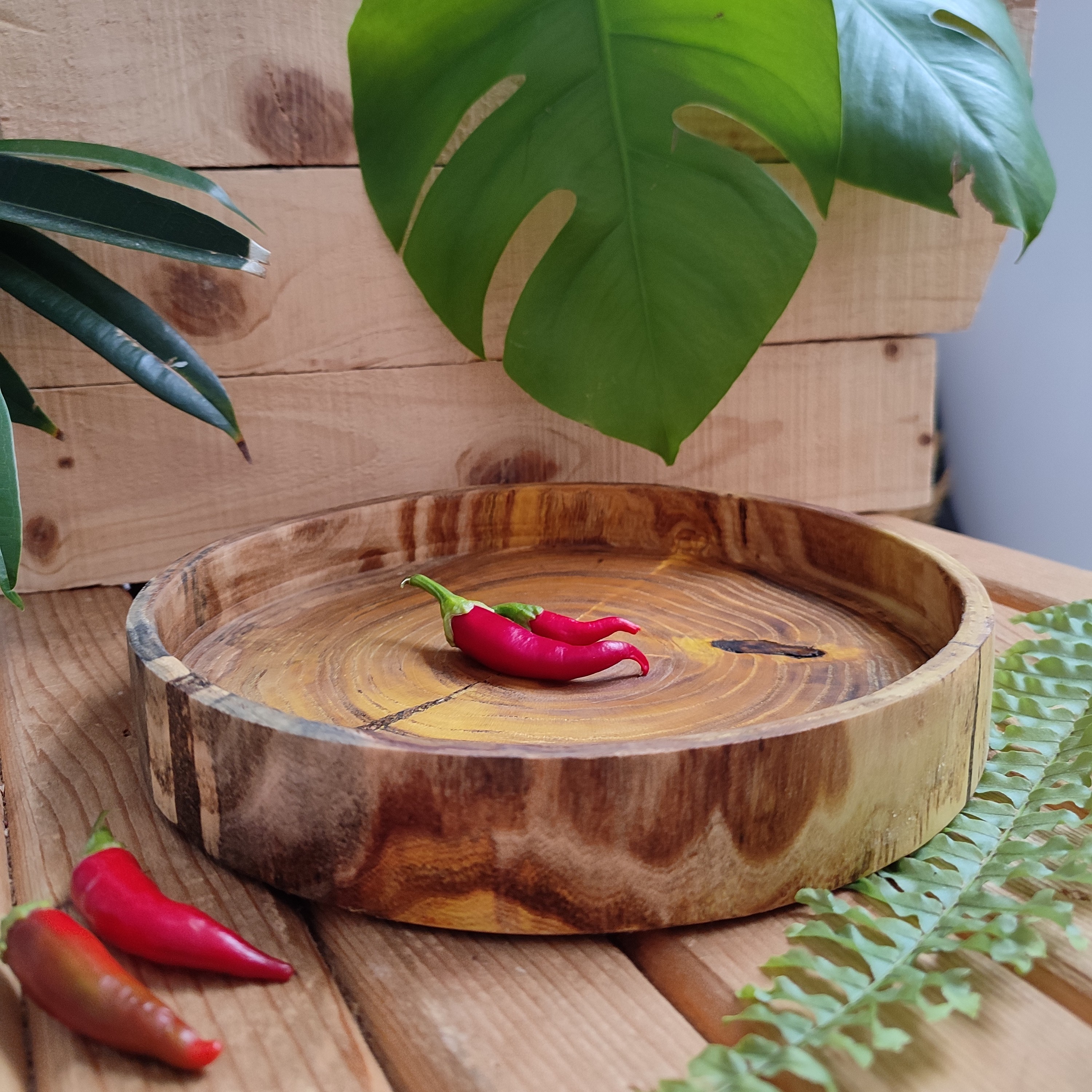 سینی مزه چوبی گرد،بشقاب چوبی گرد،سینی مزه گرد قطر 20 سانت