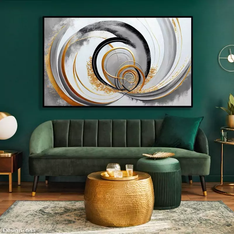 مجموعه  طرح آبستره طوسی طلایی یک تیکه 70 در 100 | دنیای قاب