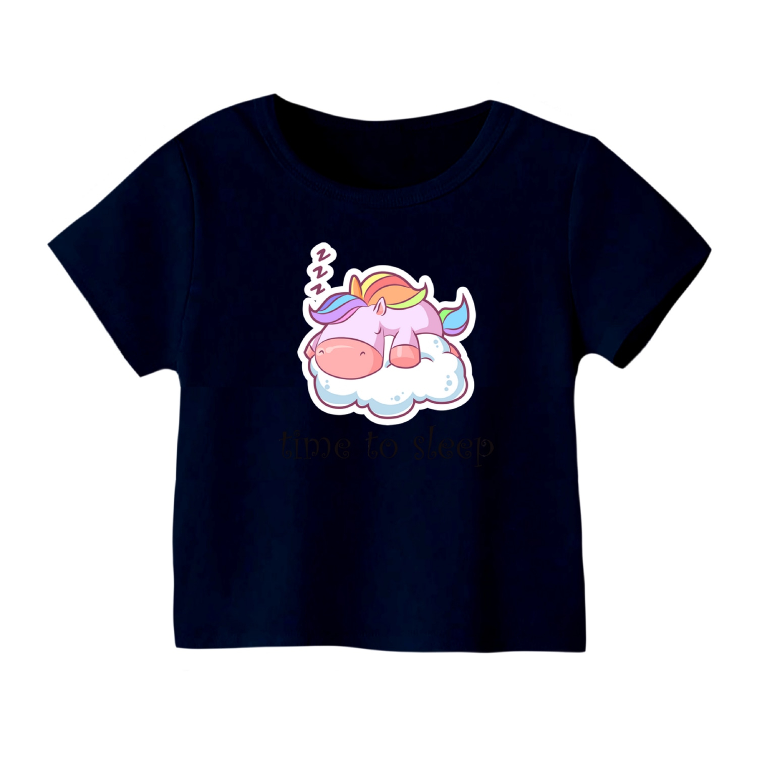 تی شرت آستین کوتاه بچگانه مدل یونیکورن کد 3 رنگ سورمه ای